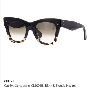CELINE Cat Eye Sunglasses CL 4004IN Black & Blonde Havana - Used LIKE NEW!!